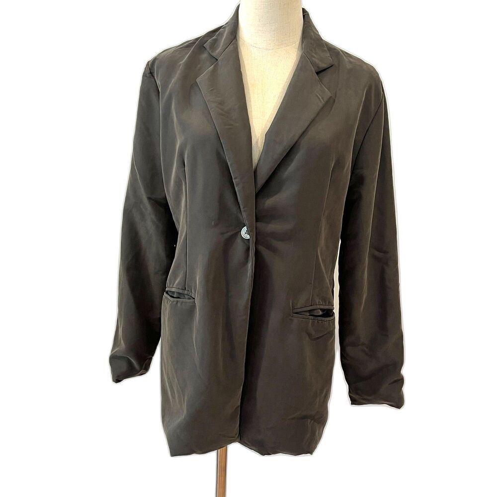 Angie Bauer Green Silk Blazer One Button Small Medium *Flaw